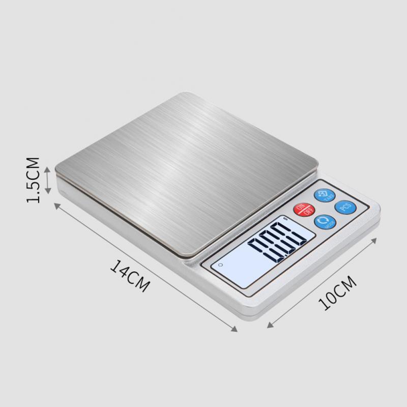 Bærbar digital elektronisk vægt køkken mad vægt balance vægt rustfrit stål smykker vægt 600g ~ 3kg/0.1g 0.01g