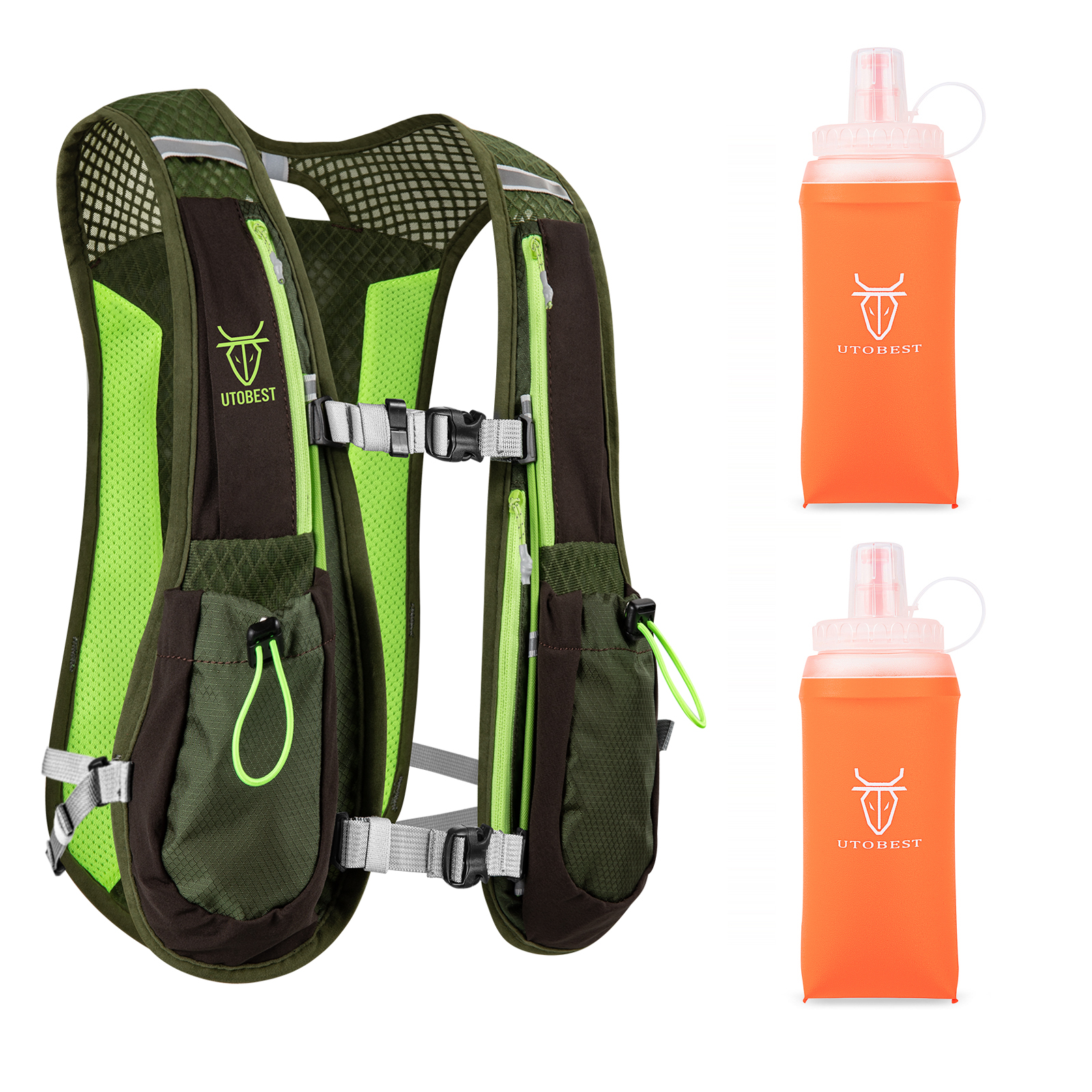 Utobest trailrunning rugzak 5l ultralichte hydratatievest ademende functionele rugzak voor marathons, fietsen en wandelen: Zilveren kleur