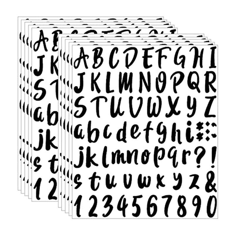 10 Sheets Vinyl Letters Numbers Kit Self Adhesive Letter Stickers Waterproof Mailbox Numbers Sticker: Black