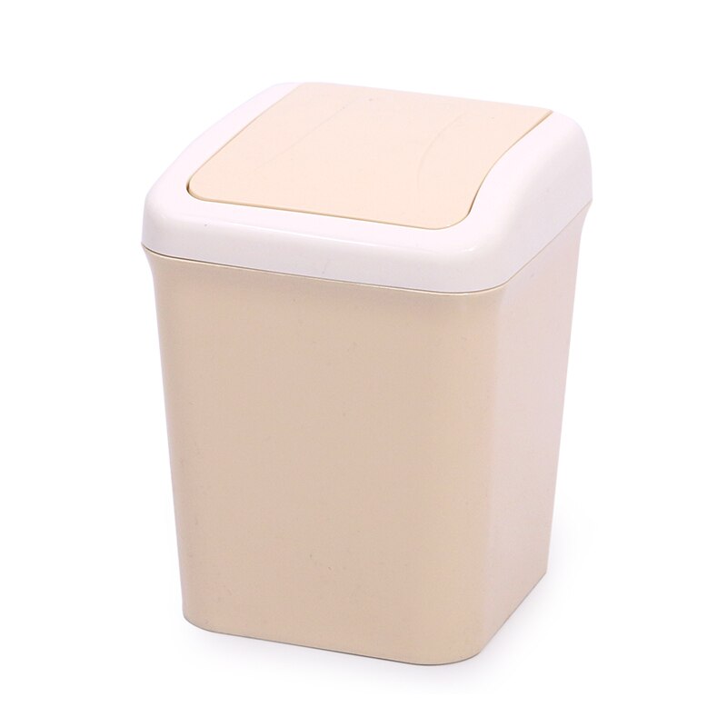 Rolling Cover Type Kleine Prullenbak Recycling Afval Bin Vuilnis Papiermand Badkamer Prullenbak Vuilnis Container Bakken: Khaki-Square