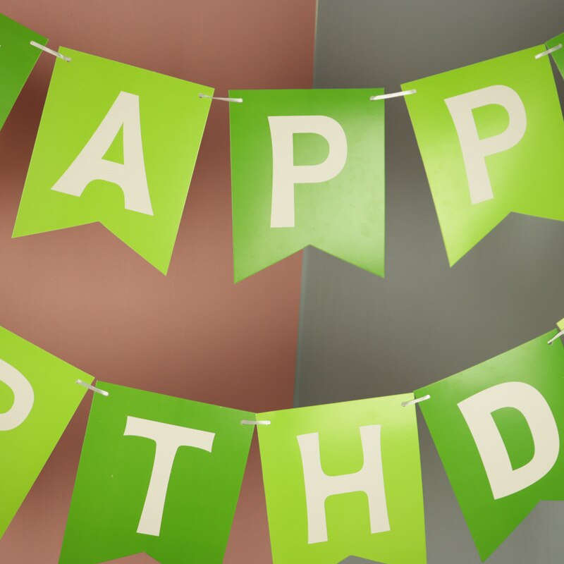 Green Happy Birthday Banner Fish Tail Shape Forest Jungle Animals Theme Birthday Party Decorations Dinosaur Party Supplies