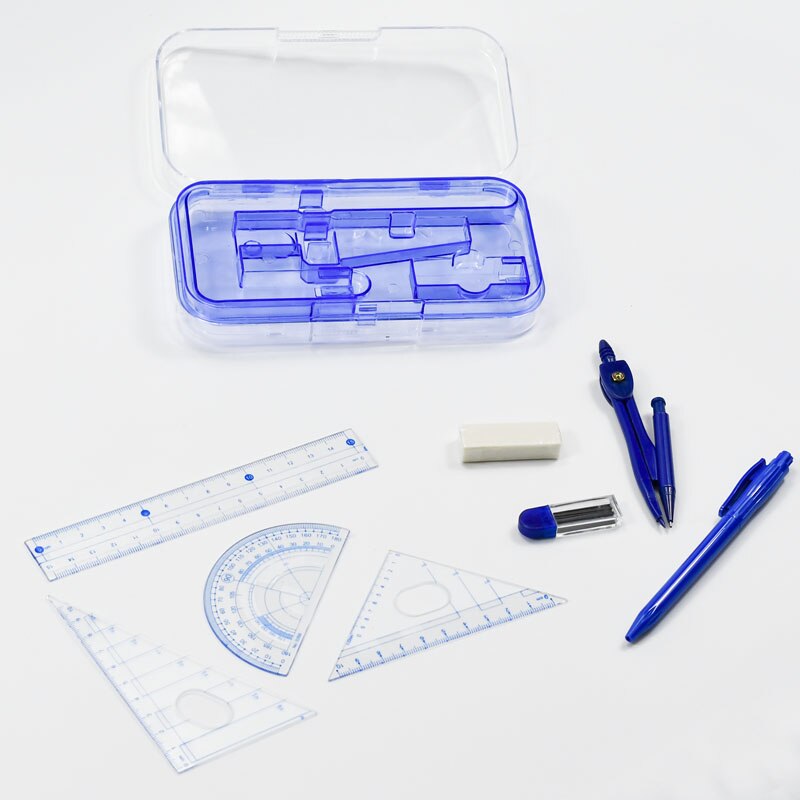8 pcs/set Drawing Math Compasses Set With protractor/Ruler/Eraser For Drawing Drafting Tools Students Stationery