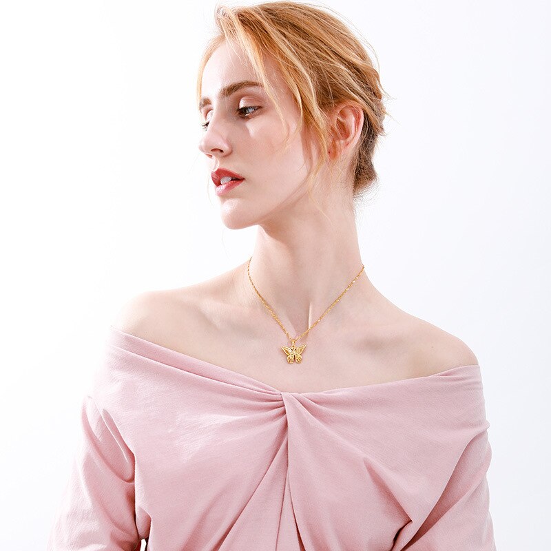 Collar de cadena con forma de mariposa para mujer, Gargantilla, color dorado y plateado,