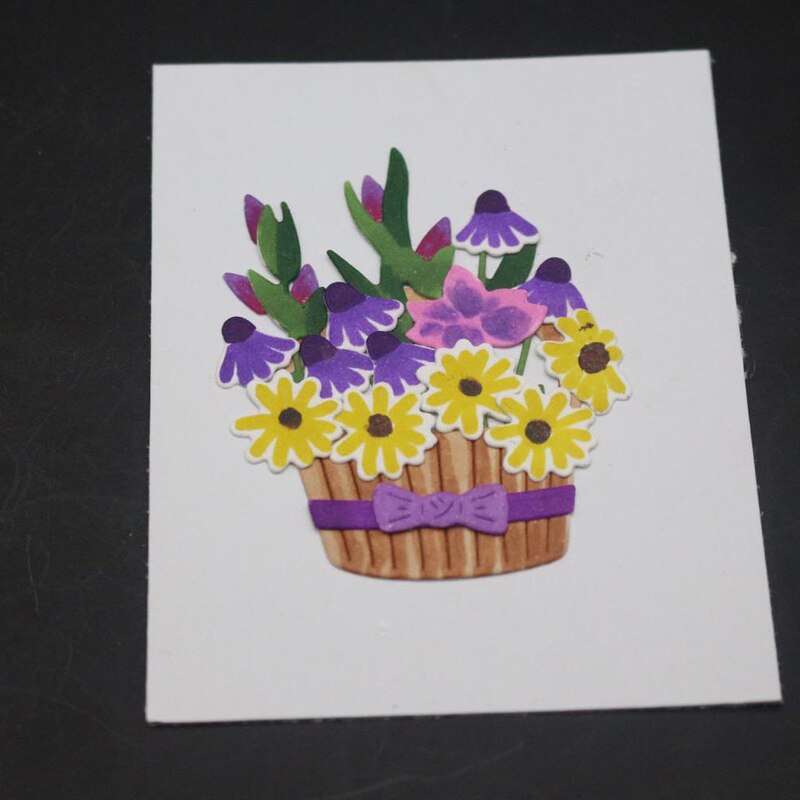 Troqueles de corte de Metal con marco de cesta de flores, Troqueladora, decoración de flores, plantilla para álbum de recortes de bricolaje, sellos y troqueles,