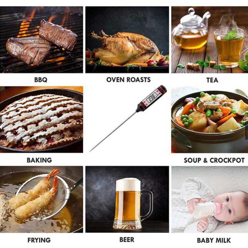 Lcd digitaalinen keittiöanturi lämpömittari ruoka ruoanlaitto ruoka neste digitaalinen lämpömittari liha bbq maitoanturi keittiön turskaa