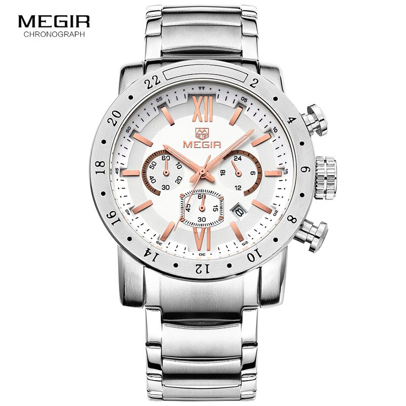 Megir Mode Quartz Horloge Voor Man Waterdichte Lichtgevende Polshorloge Heren Grote Wijzerplaat Horloges 3008