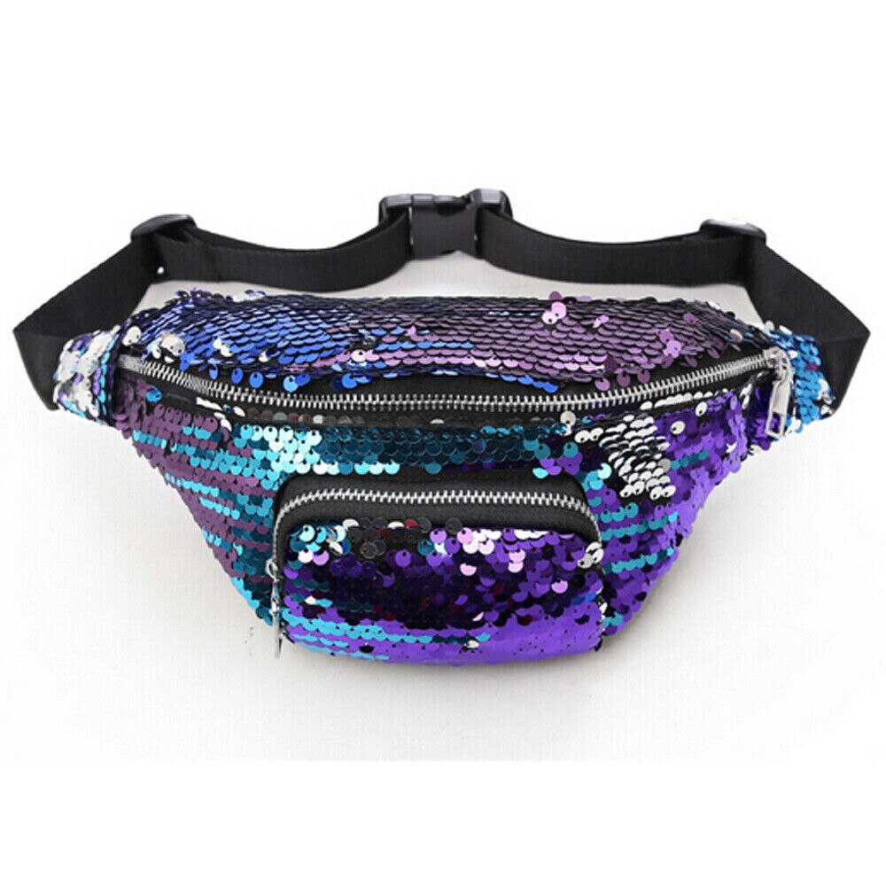 Vrouwen Dames Mode Sequin Taille Fanny Pack Meisjes Draagbare Reizen Portemonnee Telefoon Pouch Bum Bag: Paars
