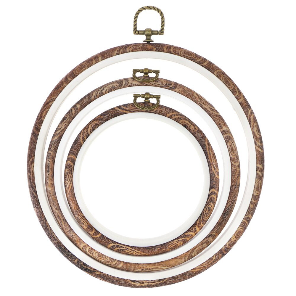 3Pcs Embroidery Hoops Cross Stitch Hoop Ring Imitated Wood Circle Set Display Frame for Art Craft Handy Sewing and Hanging