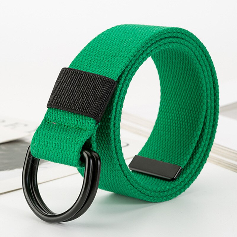 Kvinnor nylon canvas regnbåge långt bälte dubbel d metall svart spänne midjeband 16 stilar jeans vävd midjerem cinturon mujer