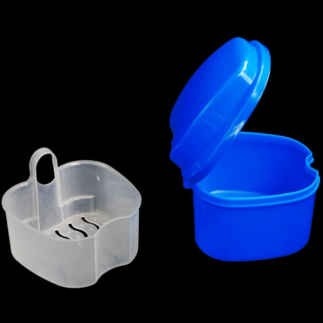 #H40 Denture Bath Box Cleaning Teeth Case False Teeth Storage Box With Hanging Net Container Container Denture Boxs