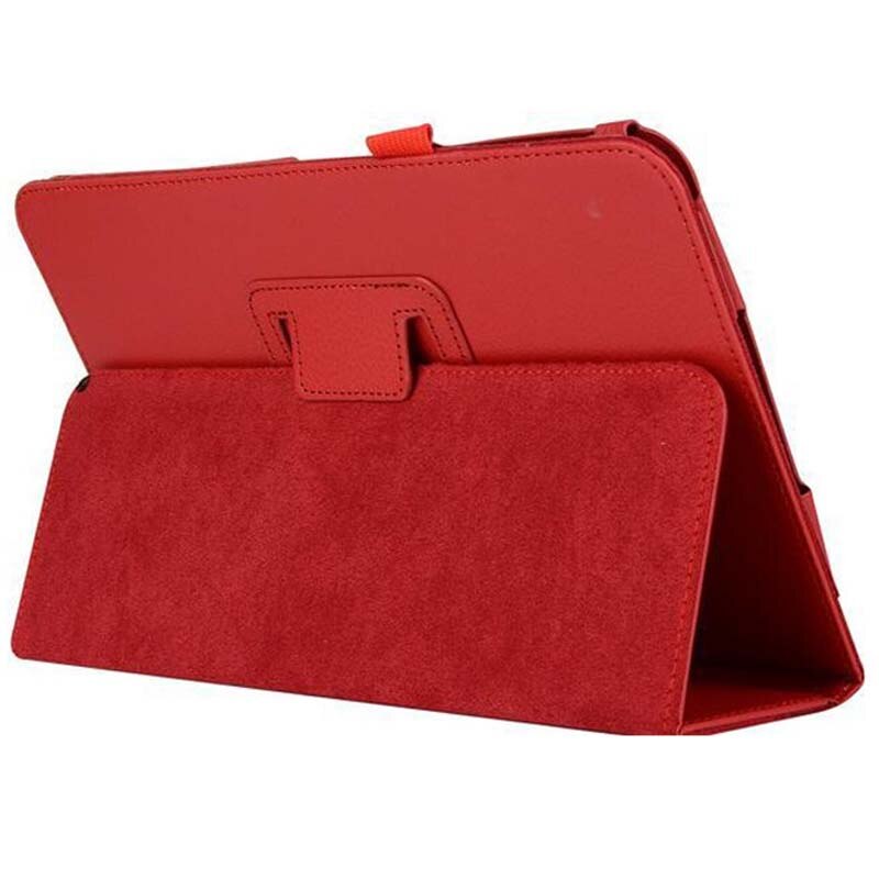 Voor Samsung Galaxy Tab 2 10.1 P5100 P5110 Tablet Case Litchi Patroon Lederen Pu Stand Folio Beschermende Huid Cover protector Film: Rood