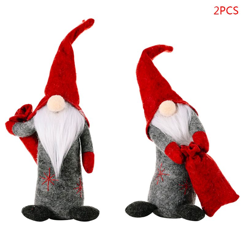 2pcs/set Christmas Faceless Swedish Tomte Gnome Ornaments Handmade Scandinavian Home Decoration: Size L