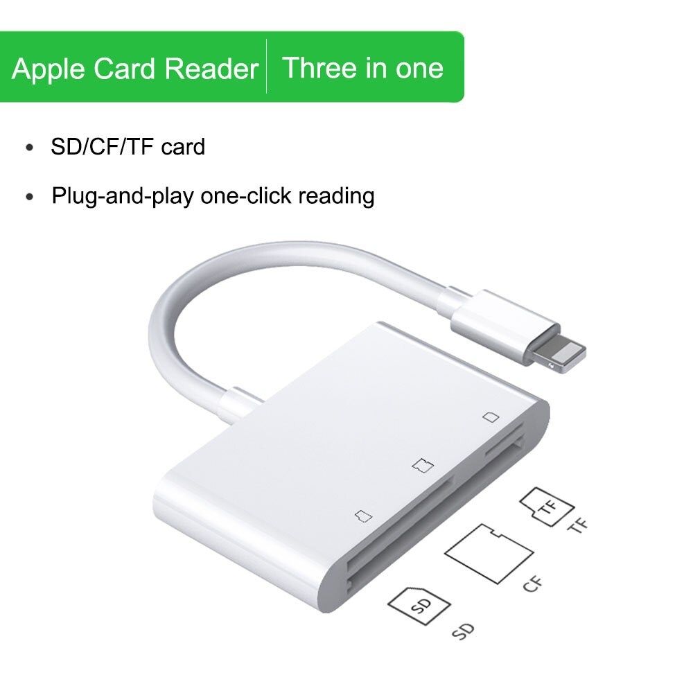 Lighting SD Card Reader Adapter Flash Drive Smart Memory Tool For Iphone Ipad: SD TF CF Card Reader
