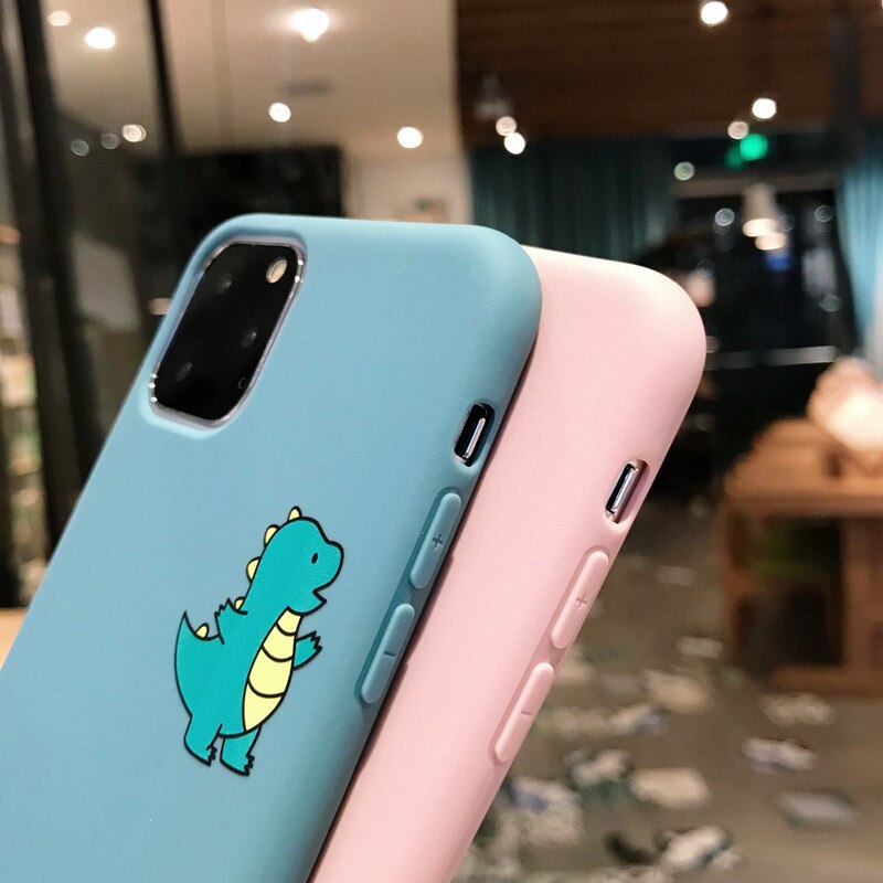 Lovebay Cartoon Lovely Dinosaur Phone Case For iPhone 11 Pro Max X 7 8 8plus XR XS Max 6S 6Plus Covers Soft TPU Candy Color Case