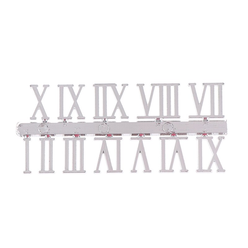 1Set Romeinse Cijfer Diy Digitale Vervanging Gadget Klok Wijzerplaat Digitale Mechanisme Delen Kaart Klok Accessoires Reparatie Klok Onderdelen: Zilver