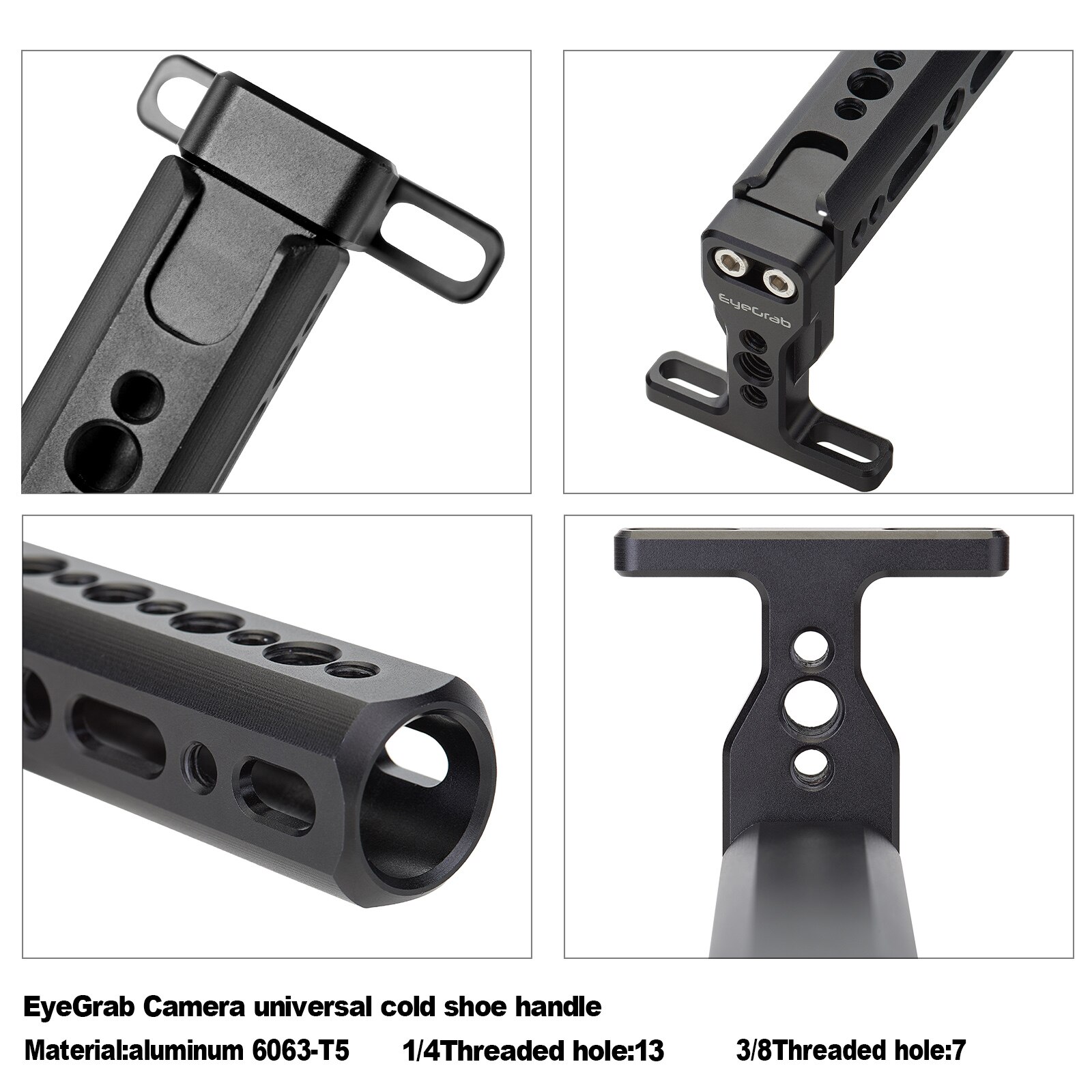 Eyegrab L Plate Holder Hand Grip Tripod Bracket CNC Cold Shoe Handle Hand Grip Camera Multiple Mounting Options