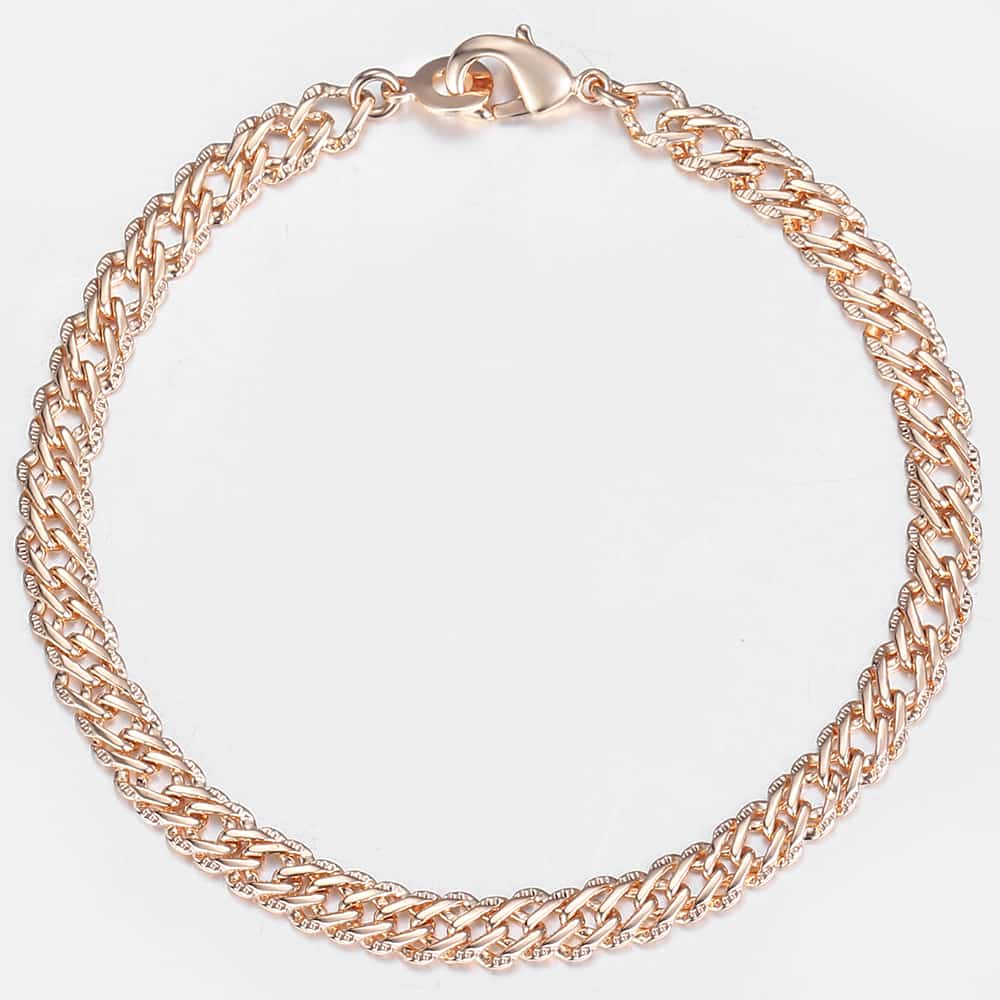 5mm Womens Mens Bracelet 585 Rose Gold Braided Weaving Bismark Hammered Venitian Link Chain Bracelet Jewelry DCB05: CB05