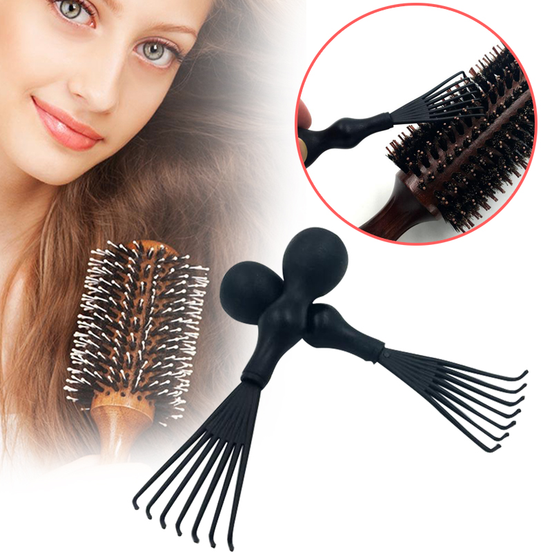 Peine limpiador con mango cepillo para el cabello incrustado Denman cepillo para cabello rizado cepillo negro limpiador de pelo herramienta de belleza