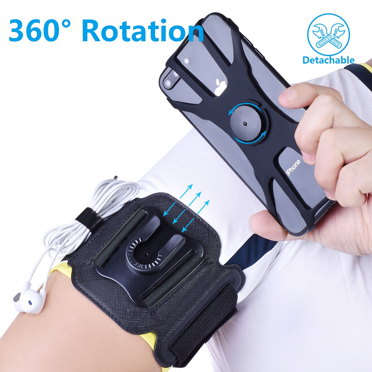 Leehur Sport Armband Voor 4-8.5 Inch Polsband Case Telefoon 360 ° Ratotion Telefoon Case Houder Fietsen Armband Voor iphone Samsung