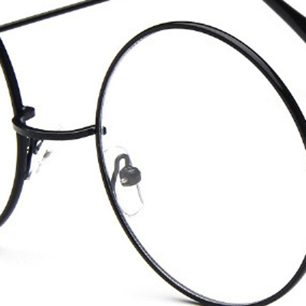 Store overdimensionerede runde glatte briller retro metalramme klar linse cirkel briller til kvinder mænd øjenpleje dekorativt værktøj