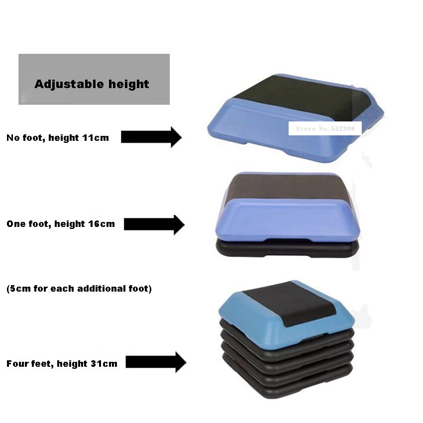 Multi-Layer Adjustable Aerobic Step Home Gym Exercise Board Mini Fitness Body Step Pedal 200kg Bearing Indoor Fitness Equipment