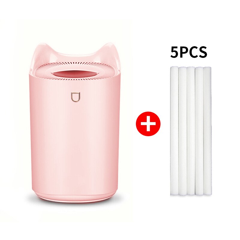 3L Air Humidifier Essential Oil Aroma Diffuser Double Nozzle With Coloful LED Light Ultrasonic Humidifiers Aromatherapy Diffuser: pink kits