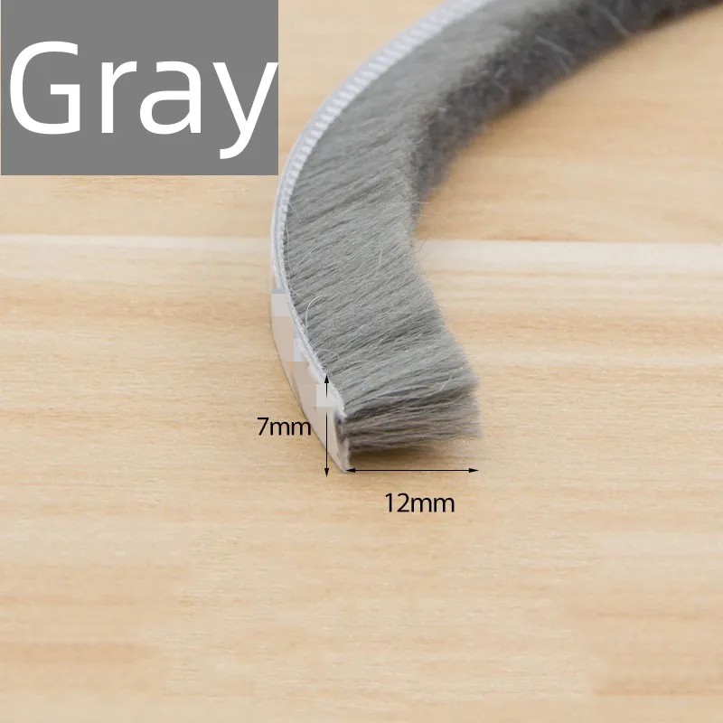 5/10M Self-adhesive Sealing Brush Strip Door Window Weather Stripping Soundproof Dust Sealing Strip Door Gap Filler Gasket: Beige / 5M