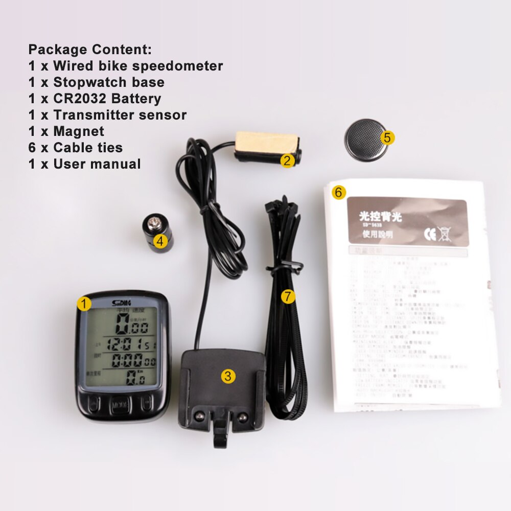 MTB Waterproof Cycle Bike Speedometer Wire/ Wireless Bicycle Meter Computer: with wire