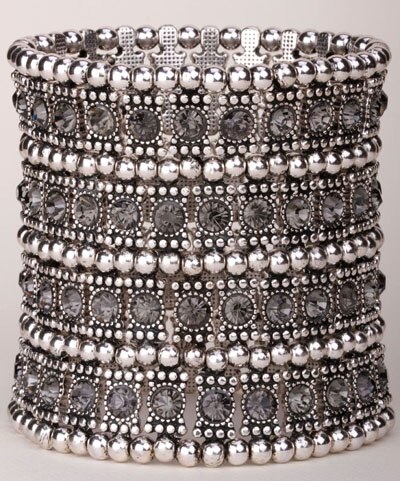 Multilayer stretch cuff bracelet women crystal wedding bridal jewelry B12 4 ROW antique silver color