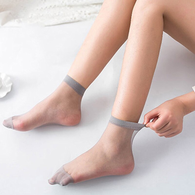 Chaussettes en Nylon pour femmes et filles, 40 pièces = 20 paires/lot, 0.15 usd/paire, Style d'été, Cool, respirant, Sexy, à peau noire, couleur Pure, offre spéciale: D grey / 20 Pairs