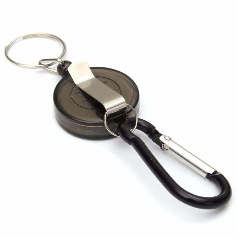 Unisex Intrekbare Reel Pull Sleutelhanger Id Badge Lanyard Naam Tag Key Kaarthouder Riem Clip Duurzaam Sleutelhanger Tas Ketting clip: black