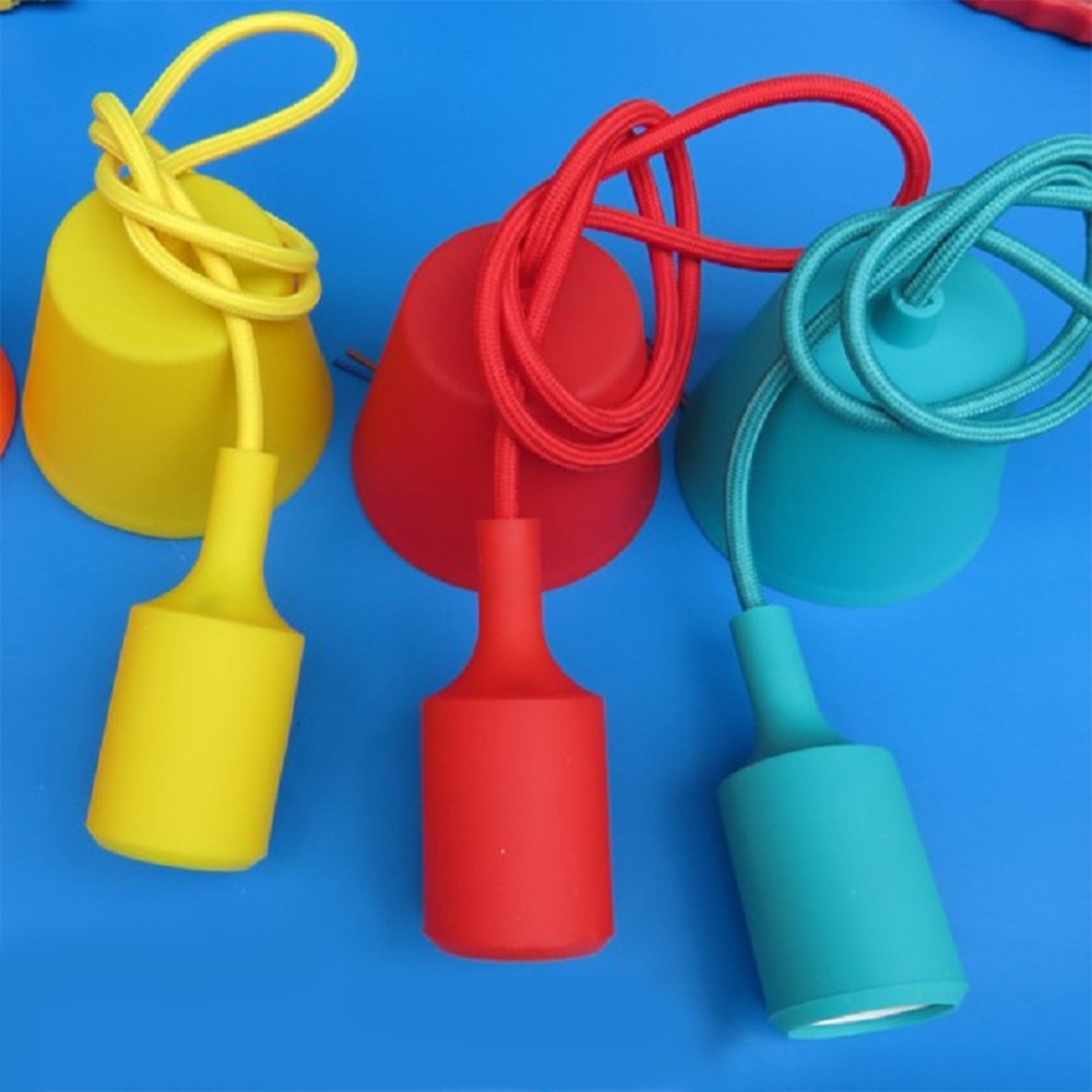 E27 Hängen Lampe Basis Birne Halfter DIY Buchse Bunte Silikon Linie Kronleuchter Beleuchtung Punkt Gummi Decke Leuchte Hause