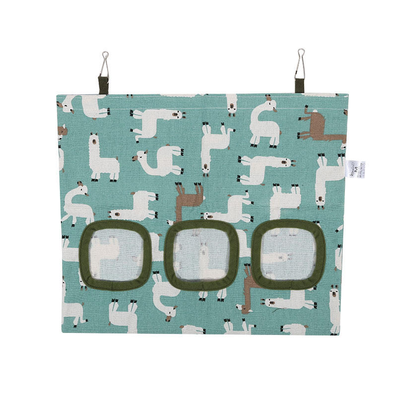 Bolsa de alimentación suspendida, bolsa de heno para mascotas, para cerdos indios, comedero para animales pequeños, conejo, dispensador de alimentos con 3 agujeros, bolsa, accesorios para jaulas: Gris claro