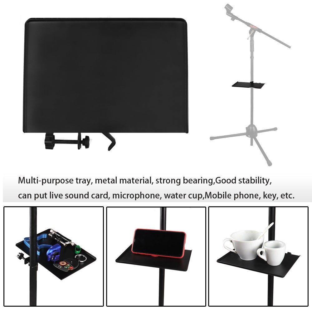 Universal Sound Card Tray 200x140MM Live Broadcast Microphone Mic Rack Stand Phone Clip Holder Black Music Sheet Stand Holder