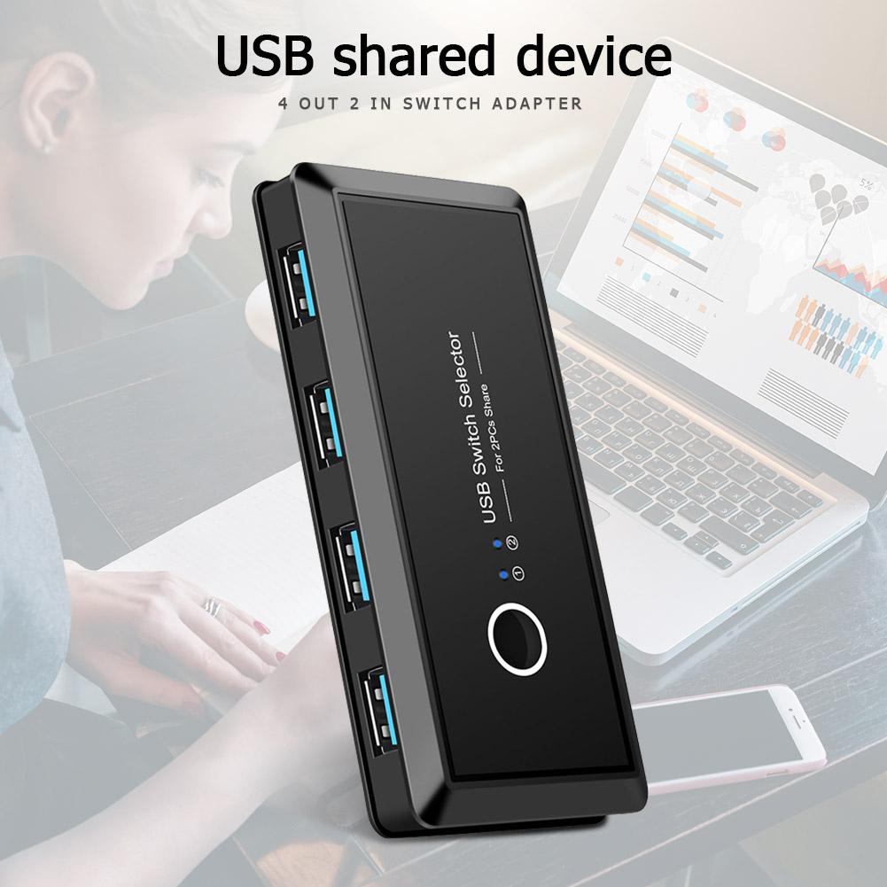 USB 3.0 Switcher USB Switcher 2 Port PC Sharing 4 Devices 4 in 2 Out Switcher Box HUB for Sharing Printer Keyboard Mouse