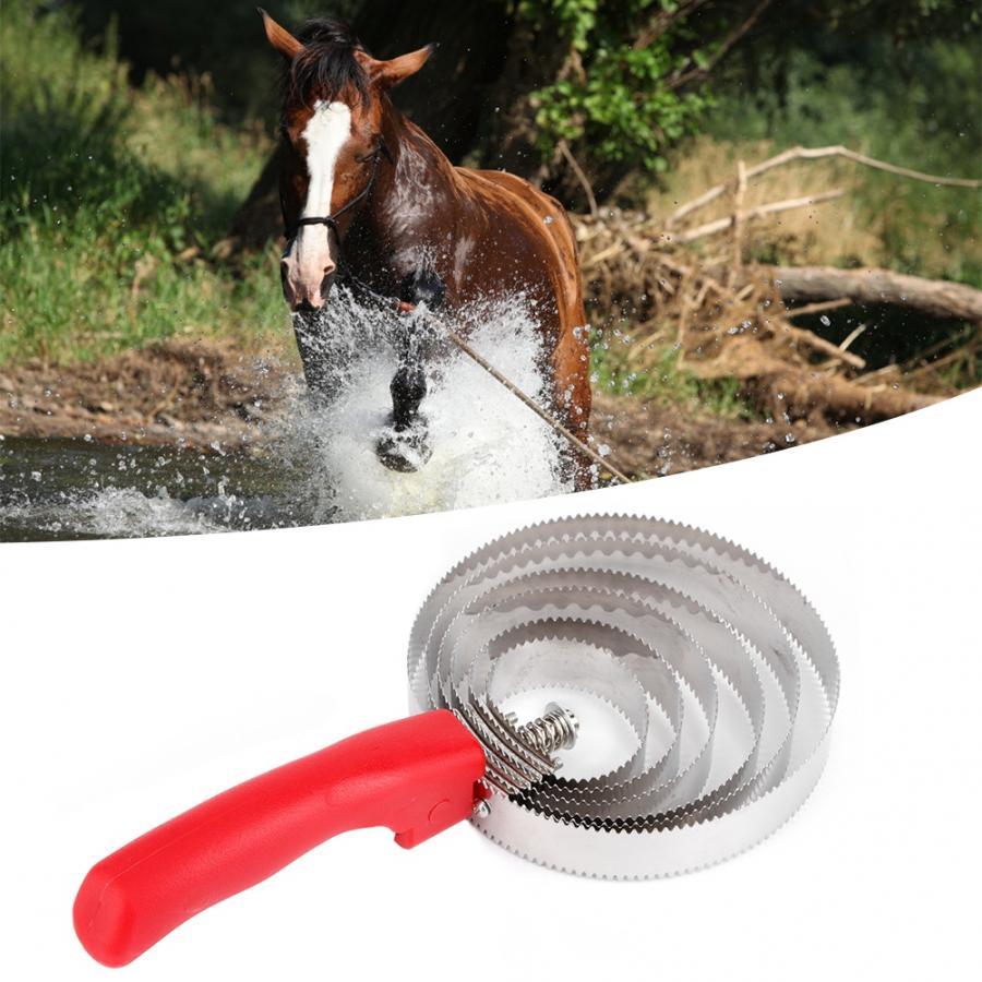 Rascador de pelo de vaca, artefacto para ganado y ovejas, caballos, ganado, cepillo para picazón, peine para pelo, caballo, acero inoxidable anillado