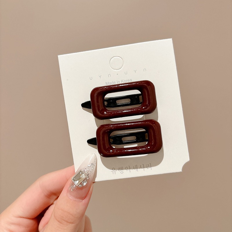 2Pcs Korean Style Hair Clips Simple All Match Light Weight Hairpin Morandi Color Square Hair Barrettes Girl Hair Accessories: GRAY