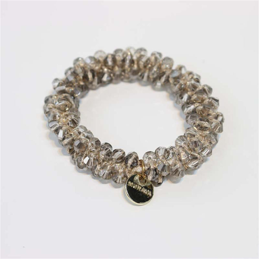 Anneaux de cheveux en perles de cristal pour femmes, attaches de perles, supports de queue de cheval, accessoires pour cheveux, bande élastique pour cheveux, chouchous pour filles, bracelet: Gris clair