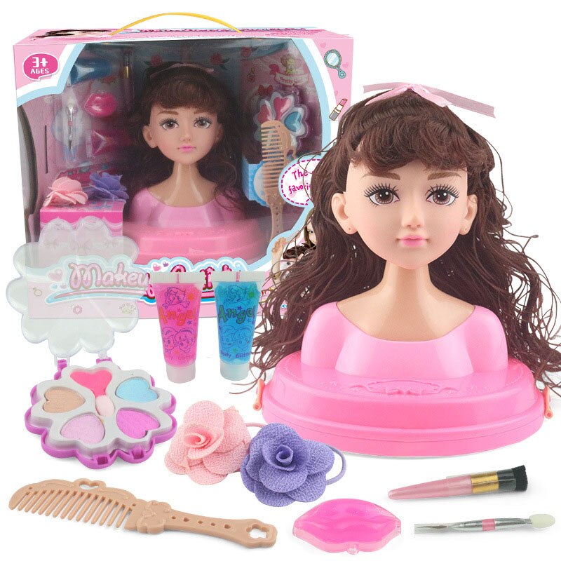 Conjunto de muñecas de juguete para niña, peine de maquillaje de princesa, Kit de seguridad no tóxico, para niña: B