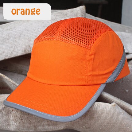 Reflekterende advarsel abs arbejdssikkerhedshjelm letvægts åndbar mesh cap anti-impact sikkerhedshjelm cap til bygningsarbejdere: Orange