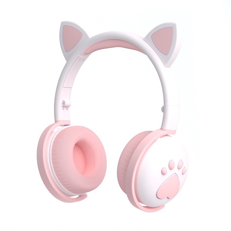 BK1 Cat Ear Bluetooth Headset Led Luminous Foldable Children's Gaming Wireless 5.0 Headset Earphone Bluetooth Adults Headphones: 3