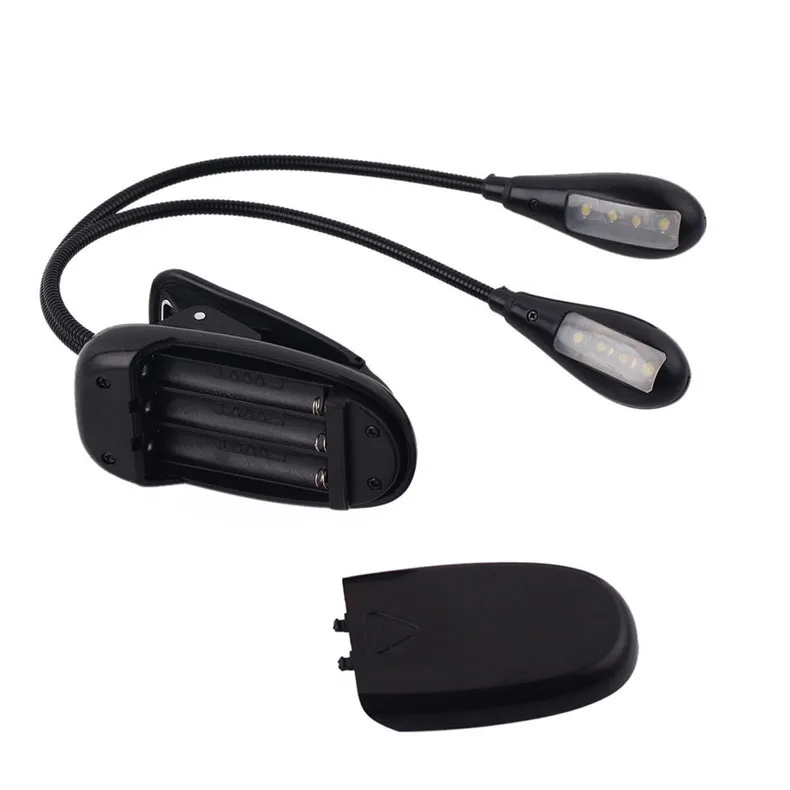 Dubbelpolige tafelleeslamp Mini LED-leeslamp met dubbele flexibele clip-on arm Oogbescherming Bureaulamp met 8 LED