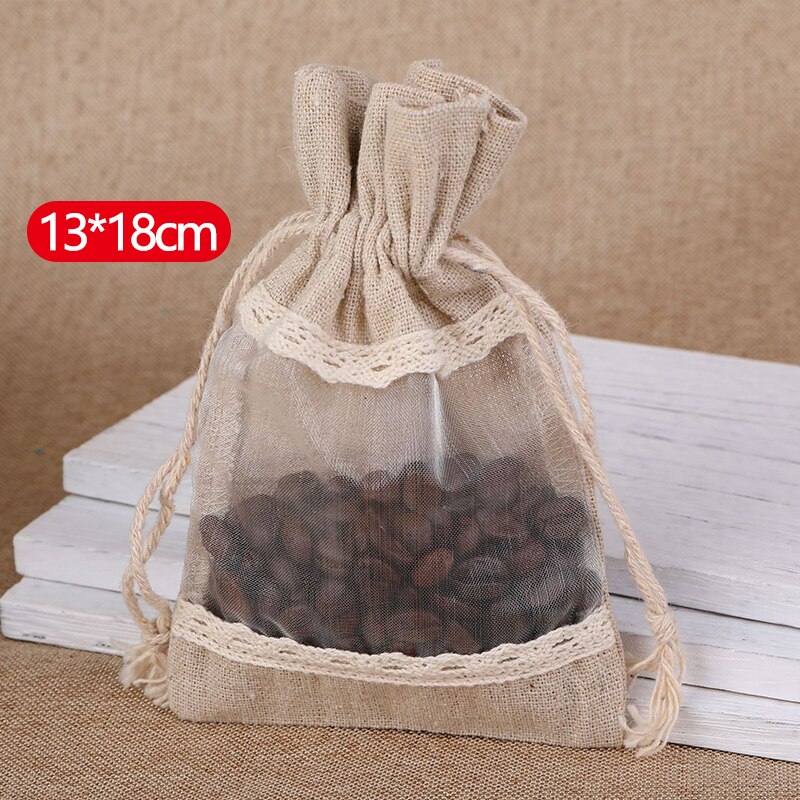 Bolsa de arpillera Natural con cordón, bolsas de yute para , embalaje de joyería, bolsas de boda con bolsa de caramelos, decoración para en casa: A2-cotton