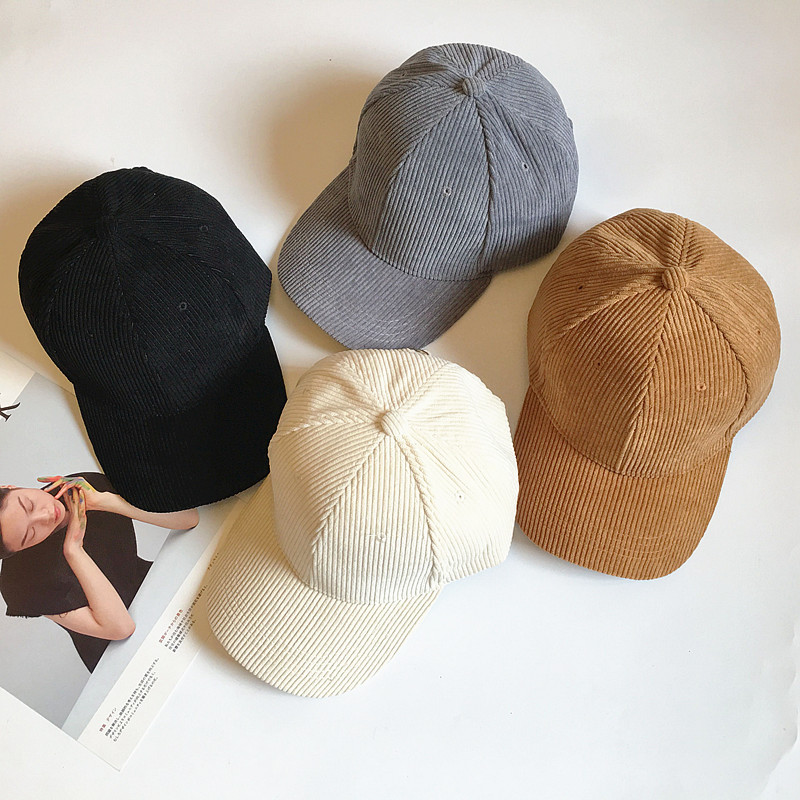 Gorra de béisbol de pana para mujer, sombrero Retro de Color sólido para papá, sombreros de Otoño Invierno para hombres y mujeres, Unisex, informal, mantiene el calor, ala curva