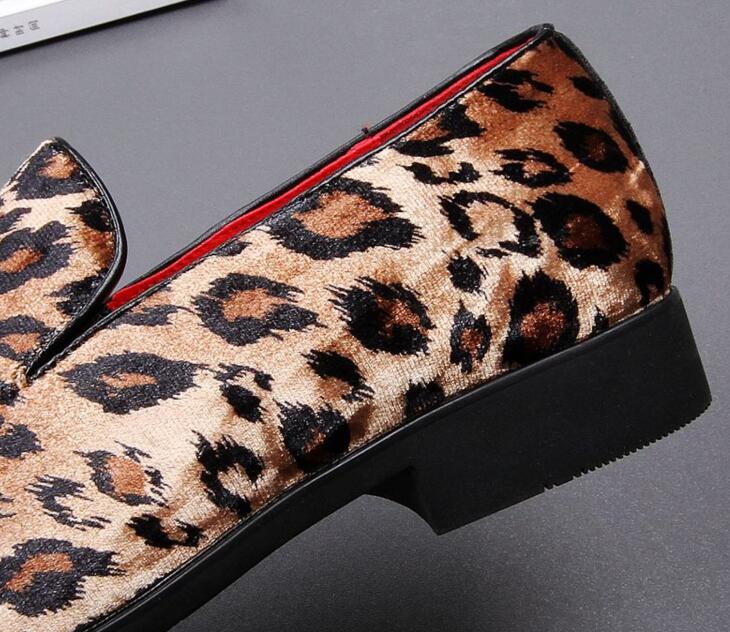 Mocasines con estampado de leopardo para hombre, zapatos planos para hombre, calzado de boda, Amuleto informal