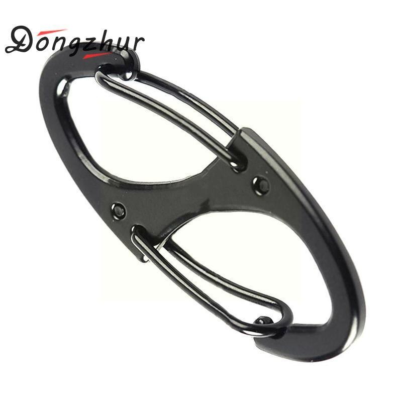 2/5/10pcs Aluminum Chain Clip Double Snap Hook Karabiner Snap Camping Hook Balck Ring B7i9