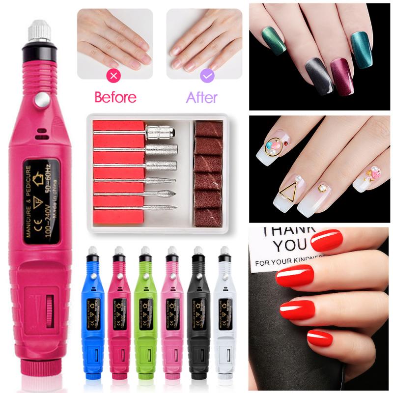 1Set Usb Opladen Elektrische Nail Boor Machine Kit Verwijder Poolse Nail Art Pen Pedicure Nagelvijl Manicure Machine Nail art Gereedschap