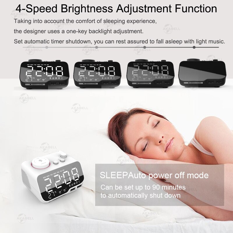 Miclock【actualizado-reloj despertador con cargador USB, despertador Digital LED con Radio FM, Altavoz Bluetooth, temperatura, repetición