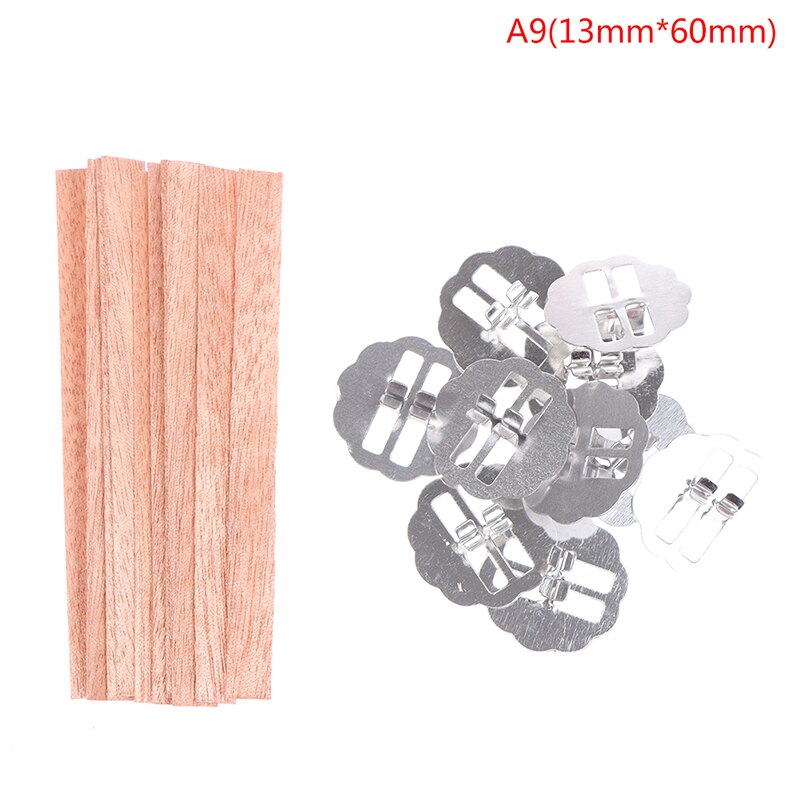 10Pcs 8Mm 10Mm 15Mm Houten Kaarsen Wieken Met Onderhouder Tab Lont Core Diy Kaars Maken Levert parffin Wax Accessoires: 9