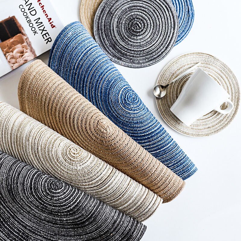 Japanese Round Ramie Table Mat Insulation Pad Solid Placemats Linen Non Slip Kitchen Accessories Decoration Home Pad Coaster